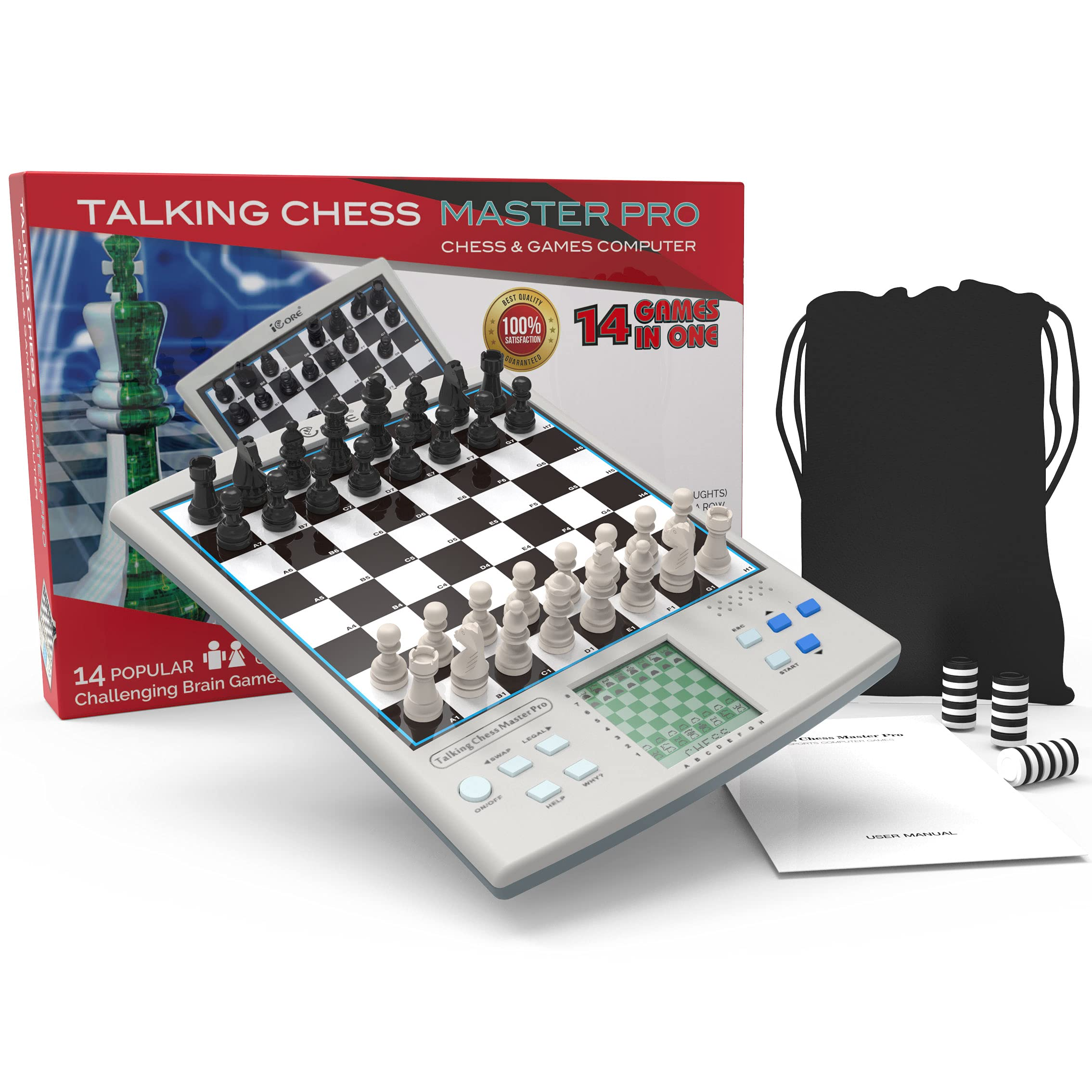 iCore Chess Set, Electronic Talking Chess Board Set, Travel Chess and Magnetic Checkers Game, Educational Toys Chess Set