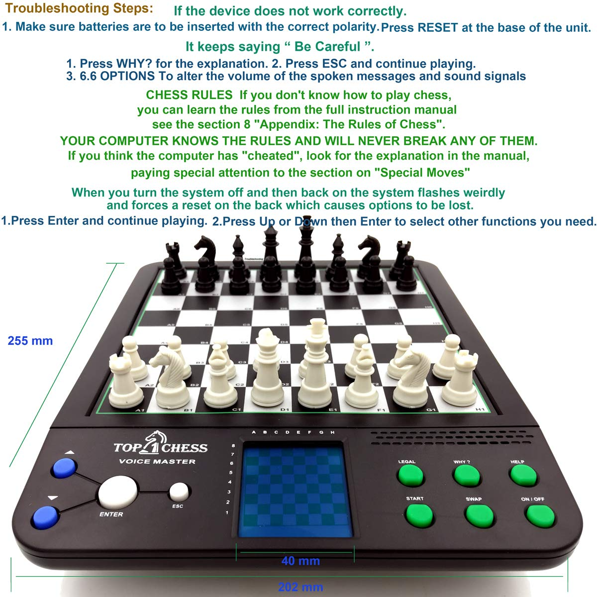 Top 1 Chess Set Board Game, Electronic Voice Chess Academy Classical 8 in 1 Computer Voice Teaching System