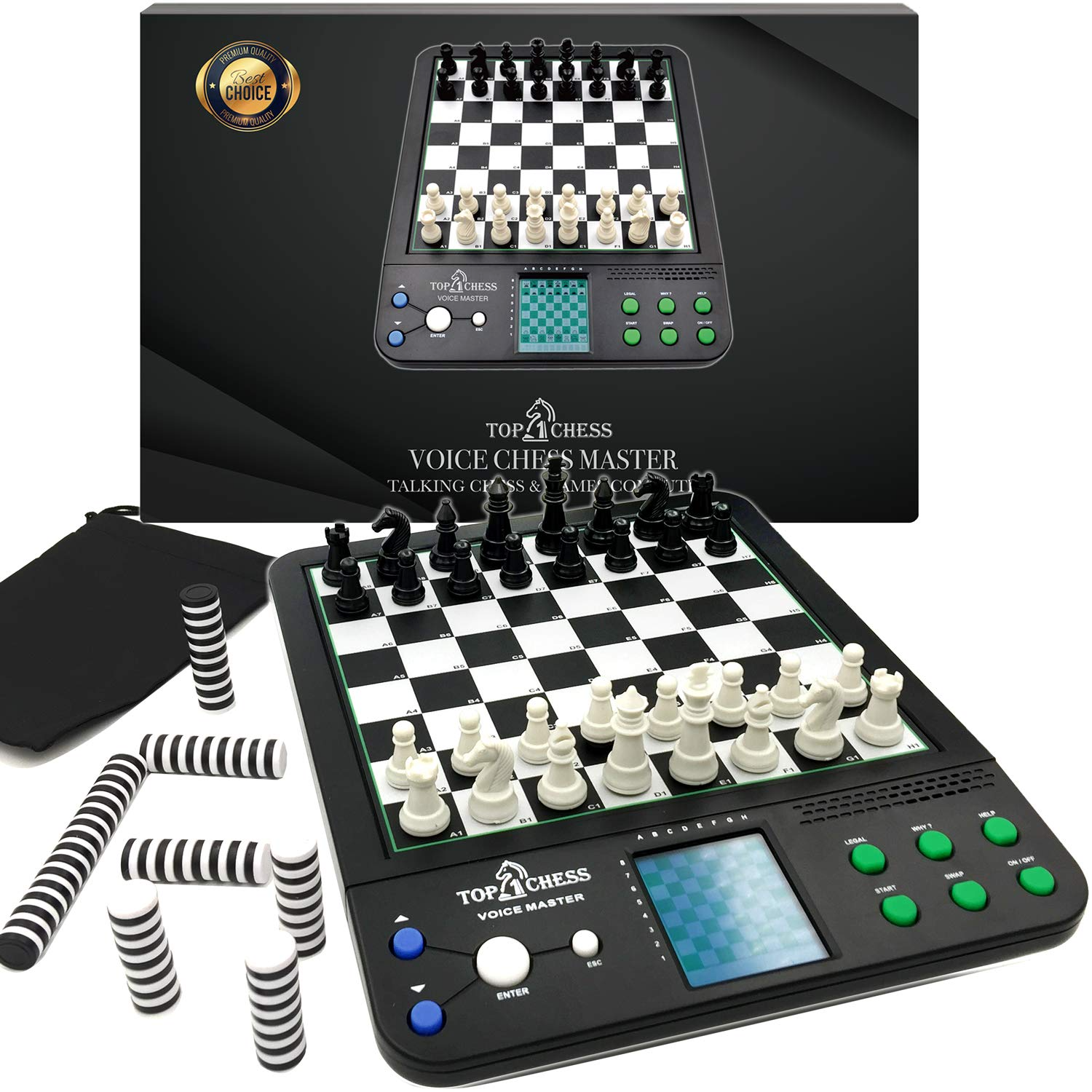 Top 1 Chess Set Board Game, Electronic Voice Chess Academy Classical 8 in 1 Computer Voice Teaching System